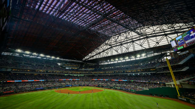 Sep 24, 2023; Arlington, Texas, USA; A view of the ballpark and the fans and the field during the game between the Texas Rangers and the Seattle Mariners at Globe Life Field. Mandatory Credit: Jerome Miron-USA TODAY Sports  